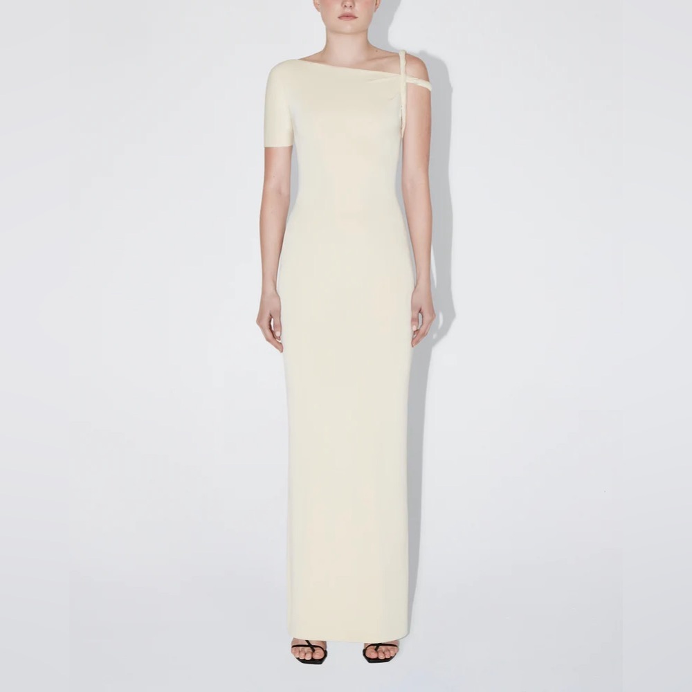KHY Sueded Stretch Twisted Maxi Dress - Ivory